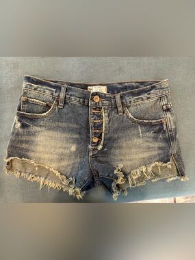 Free People Distressed Blue Denim Cutoff Shorts
